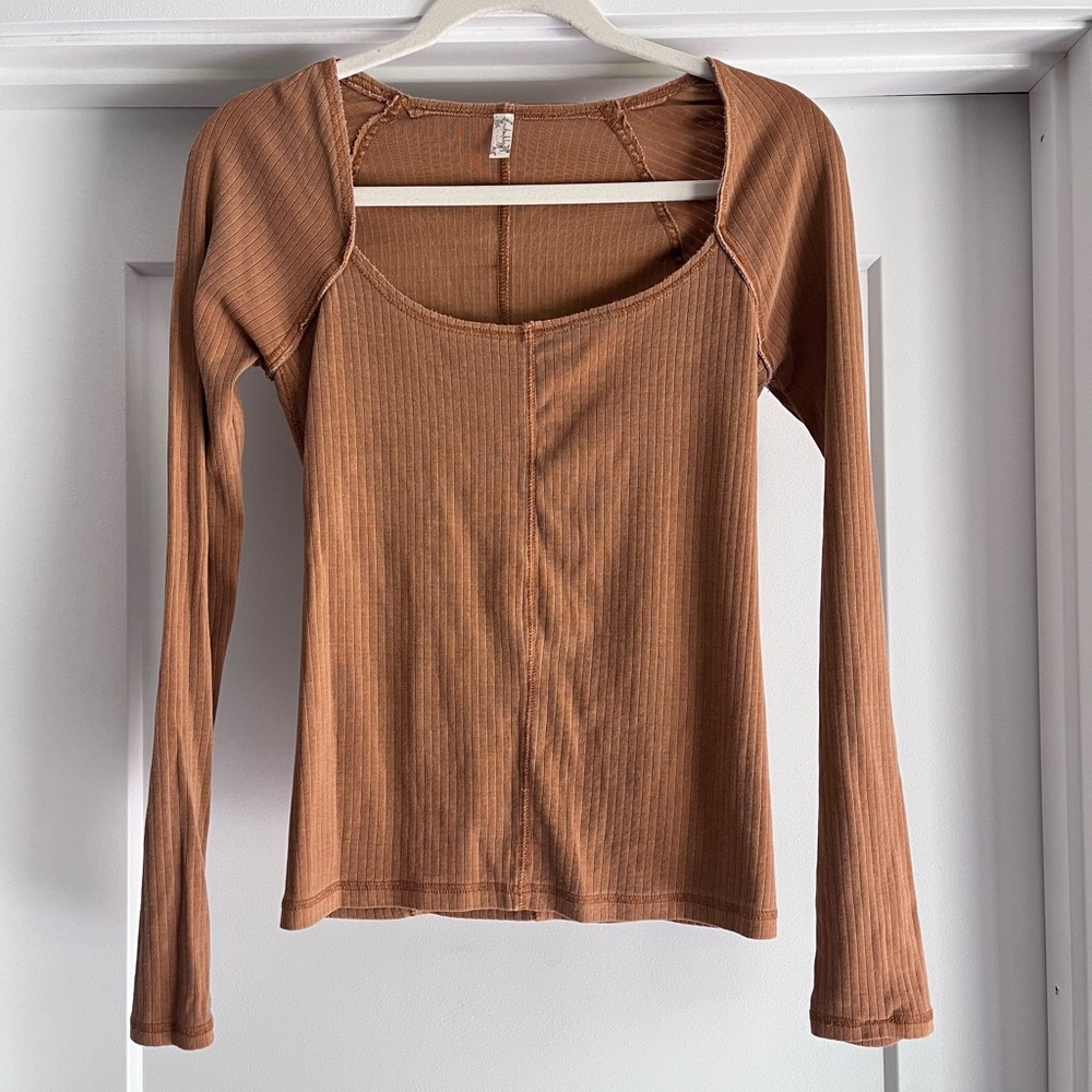 Free People Intimately Cotton Ribbed Long Sleeve Tee
